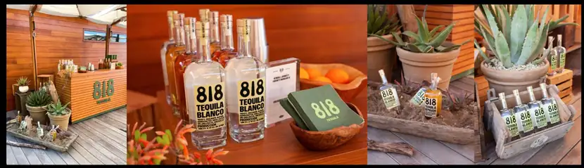 Bar activation styled with 818 tequila bottles, timber crates and succulents